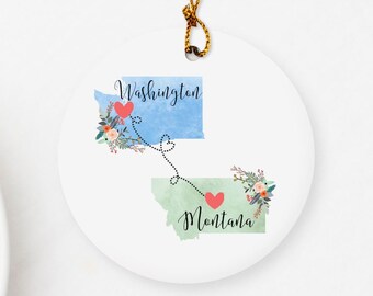 Washington Montana Ornament / DOUBLE SIDED Ornament / Montana Christmas Ornament / Washington Ornament / Montana Gifts