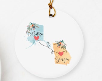 Alaska Georgia Ornament / DOUBLE SIDED Ornament / Alaska Christmas Ornament / Georgia Alaska Ornament / Alaska Gifts / Alaska Hostess Gift