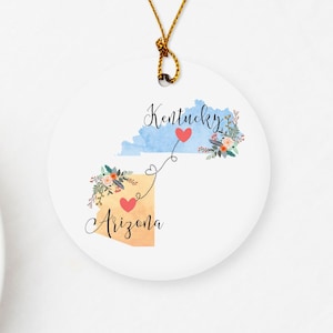 Arizona Kentucky Ornament / DOUBLE SIDED Ornament / Kentucky Arizona Christmas Ornament / Missing You Gift / Arizona Ornament