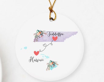 Tennessee Hawaii Ornament / DOUBLE SIDED Ornament / Hawaii Tennessee Ornament / Missing You Gift / Hawaii Hostess Gift / Hawaii Keepsake