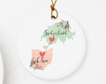 Ohio Switzerland Ornament / DOUBLE SIDED Ornament / Switzerland Ohio Christmas Ornament / Swiss Exchange Student Gift