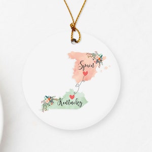 Kentucky Spain Ornament / DOUBLE SIDED Ornament / Kentucky Christmas Ornament / Spanish Exchange Student Gifts / Spain Gifts / Romantic Gift