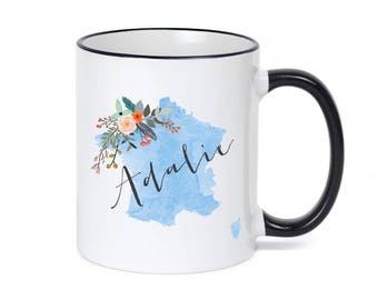 France Mug / Francophile Gift / Personalized France Mug / France Map Mug / Francophile Mug / 11 or 15 oz / White or Black Handle