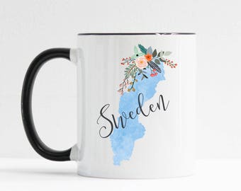 Sweden Mug / Sweden Gift / Personalized Germany Mug / Sweden Map Mug / Swedish Gift / 11 or 15 oz / White or Black Handle