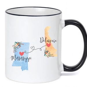 Mississippi Delaware Mug / Delaware Mississippi Gift / Mississippi to Delaware Coffee Mug / Delaware to MS Cup / Hostess Gift / 11 or 15 oz