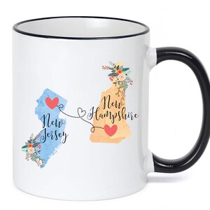 New Jersey New Hampshire Mug / New Hampshire New Jersey Gift / New Jersey New Hampshire Coffee Cup / Best Friend Gift / Connected States Cup