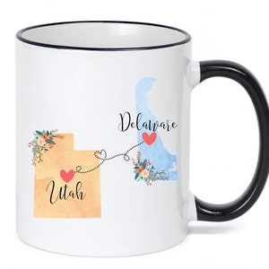 Utah Delaware Mug / Delaware Utah Mug / Utah to Delaware Gift / Delaware to Utah Coffee Cup / Gift For Hostess 11 or 15 oz