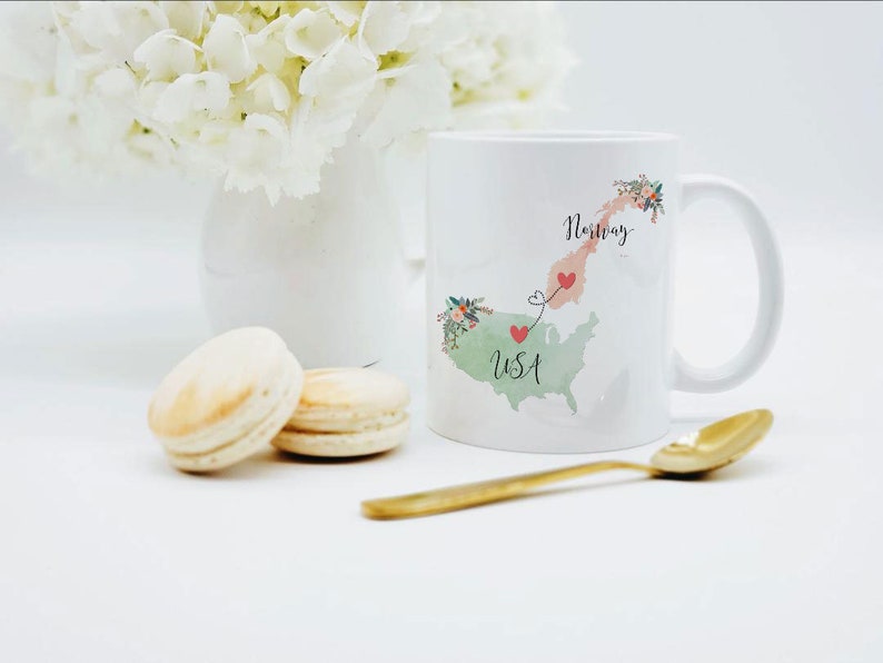 USA Norway Mug / Norway USA Mug / United States Norway Exchange Student Gifts / Norway Au Pair Gift / USA Coffee Mug / Coffee Cup image 2