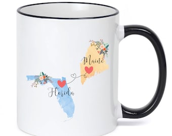 Florida Maine Mug / Maine Florida Mug / Florida to Maine Gift / Maine to Florida Gift / 11 or 15 oz