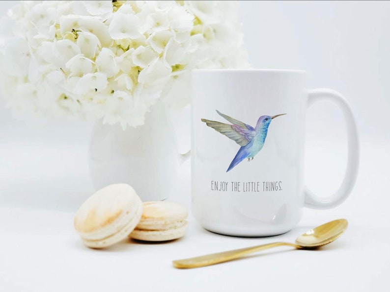 Hummingbird Mug / Enjoy the Little Things Mug / Hummingbird Coffee Mug / Hummingbird Cup / Hummingbird Coffee Cup / Inspirational Mug image 3