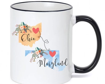 Ohio Maryland Mug / Maryland Ohio Mug / Ohio to Maryland Gift / Maryland to Ohio Coffee Mug Cup / 11 or 15 oz