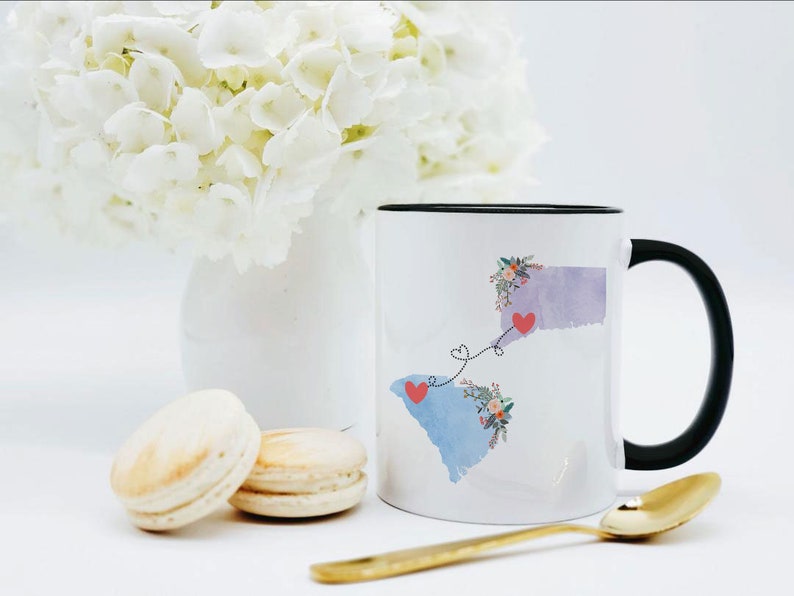 Custom Two State Mug / Long Distance Gift / Long Distance Friend Mug / Custom Country Mugs / State to State Mug Going Away to College Gift image 5