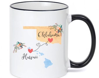 Oklahoma Hawaii Mug / Hawaii Oklahoma Mug / Hawaii Oklahoma Gift / Connected States Mug / Two State Mug / Moving to Hawaii / 11 or 15 oz