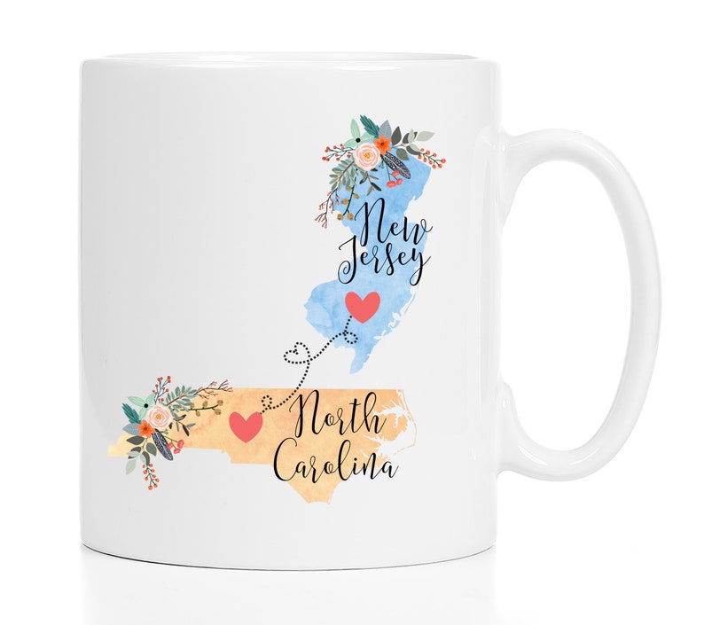 New Jersey North Carolina Mug / North Carolina New Jersey Mug / New Jersey to North Carolina Gift / 11 or 15 oz zdjęcie 2