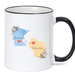 Minnesota Wisconsin Mug / Wisconsin Minnesota Mug / Minnesota to Wisconsin Gift / Connected States Mug / Best Friend Mug / Two States Mug