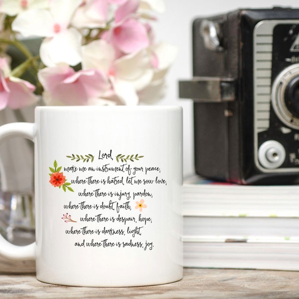 Prayer of St. Francis Mug / Catholic Gift / Catholic Mug / Christian Mug / Saint Francis Prayer / 11 or 15 oz.