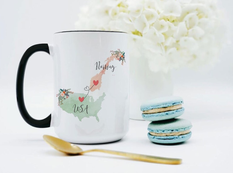 USA Norway Mug / Norway USA Mug / United States Norway Exchange Student Gifts / Norway Au Pair Gift / USA Coffee Mug / Coffee Cup image 1