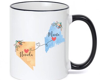 Nevada Maine Mug / Maine Nevada Mug / Nevada to Maine Gift / Maine to Nevada Gift / Hostess Gift 11 or 15 oz