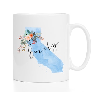 California Coffee Cup / Personalized California Mug / Custom State / California Name Mug / Geography Teacher Gift / 11 or 15 oz / 1