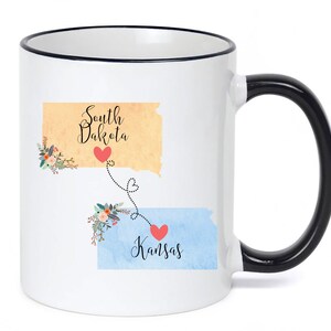 Kansas South Dakota Mug / South Dakota Kansas Gift / Kansas to South Dakota Coffee Mug / SD to Kansas Cup / Hostess Gift / 11 or 15 oz