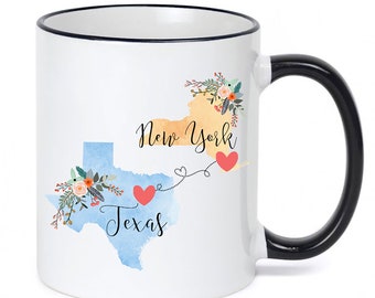 Texas New York Mug / New York Texas Mug / College Student Going Away/Going Away Gift/ College Student Gift / 11 or 15 oz