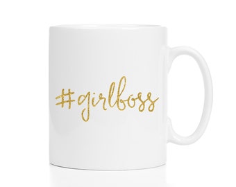 Girlboss Mug / Gift for Boss / Entrepreneur Gift / Boss Gift / Glitter Mug / Hashtag Mug / 11 or 15 oz Mug