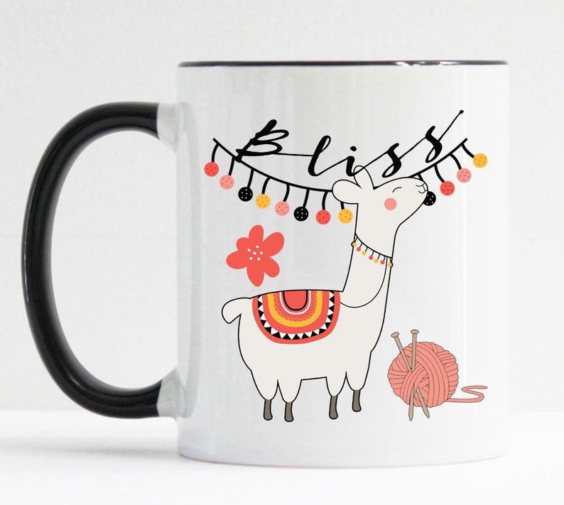 Alpaca Mug / Alpaca Gift / Knitting Mug / Knitting Gift / Crochet Mug / Crochet Gift / Bliss Mug / 11 or 15 oz afbeelding 1