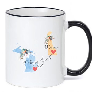 Michigan Delaware Mug / Delaware Michigan Mug / Michigan to Delaware Gift / Delaware to Michigan Coffee Cup / 11 or 15 oz