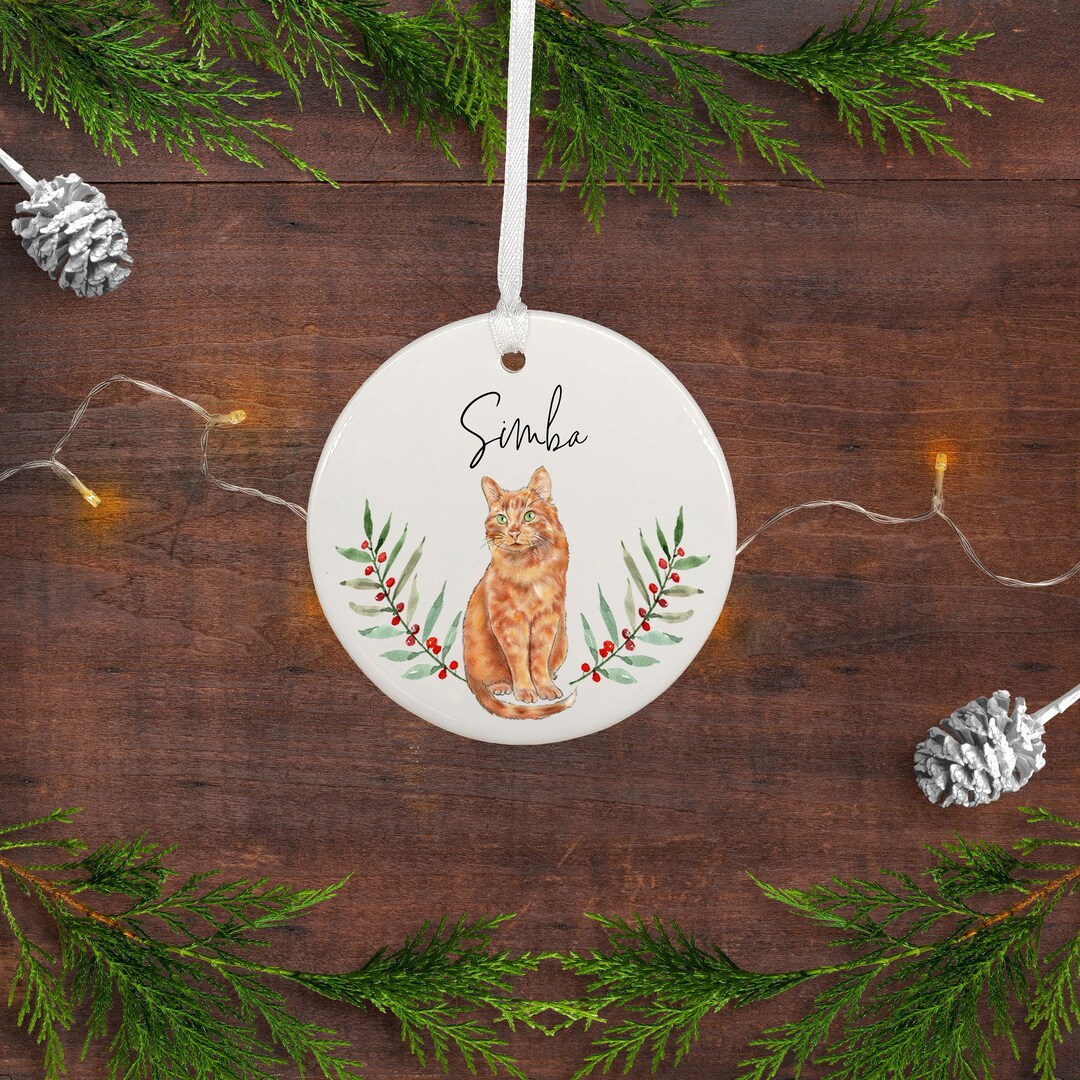 Ginger Cat Ornament / Orange Tabby Cat Ornament Personalized / Cat