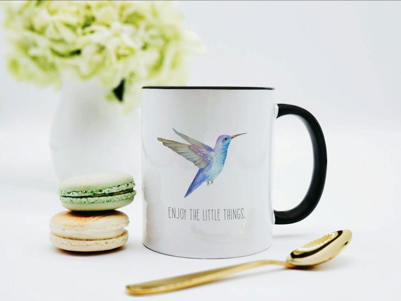 Hummingbird Mug / Enjoy the Little Things Mug / Hummingbird Coffee Mug / Hummingbird Cup / Hummingbird Coffee Cup / Inspirational Mug image 2
