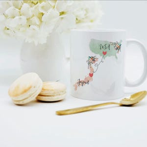 USA Japan Mug / Japan USA Mug / United States Japan Exchange Student Gifts / Japan Au Pair Gift / USA Coffee Mug / Military Gift image 2