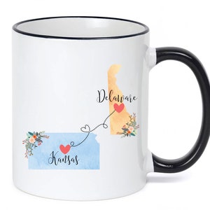 Kansas Delaware Mug / Delaware Kansas Gift / Kansas to Delaware Coffee Mug / Delaware to Kansas Cup / Hostess Gift / 11 or 15 oz