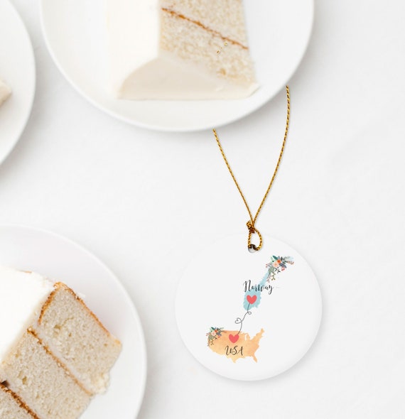 USA Norway Ornament / DOUBLE SIDED Ornament / Norwegian Christmas Ornament / United States Norway Exchange Student / Norway Gifts