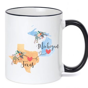 Texas Michigan Mug / Michigan Texas Mug /College Student Going Away/Going Away Gift/ College Student Gifts / 11 or 15 oz