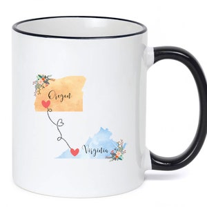 Virginia Oregon Mug / Oregon Virginia Mug / Connected States Coffee Mug / Two State Mug / Summer Vacation Mug / 11 or 15 oz