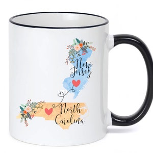 New Jersey North Carolina Mug / North Carolina New Jersey Mug / New Jersey to North Carolina Gift / 11 or 15 oz zdjęcie 1