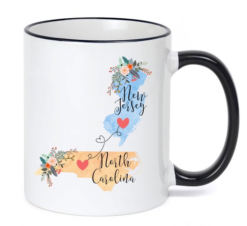New Jersey North Carolina Mug / North Carolina New Jersey Mug / New Jersey to North Carolina Gift / 11 or 15 oz zdjęcie 1