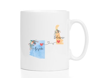 Arizona Delaware Mug / Delaware Arizona Mug / Connected States Coffee Mug / Two State Mug / Summer Vacation Mug / 11 or 15 oz