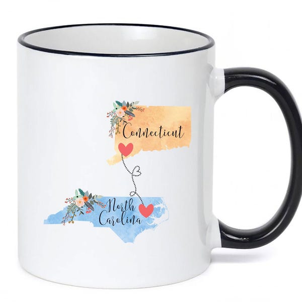 North Carolina Connecticut Mug / Connecticut North Carolina Mug / North Carolina to Connecticut Gift / Connecticut to NC Gift / 11 or 15 oz
