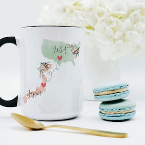 USA Japan Mug / Japan USA Mug / United States Japan Exchange Student Gifts / Japan Au Pair Gift / USA Coffee Mug / Military Gift image 1