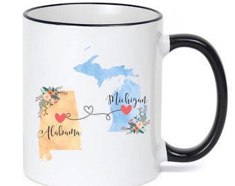 Michigan Alabama Mug / Alabama Michigan Mug / Michigan to Alabama Gift / Alabama to Michigan Gift / 11 or 15 oz