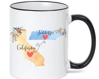 California Tennessee Mug / Tennessee California Mug / California to Tennessee Gift / Tennessee to California Cup