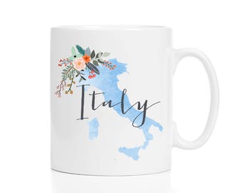 Italy Mug / Custom Name Mug / Personalized Italy Mug / Italy Map Mug / Italian Decor / 11 or 15 oz / White or Black Handle