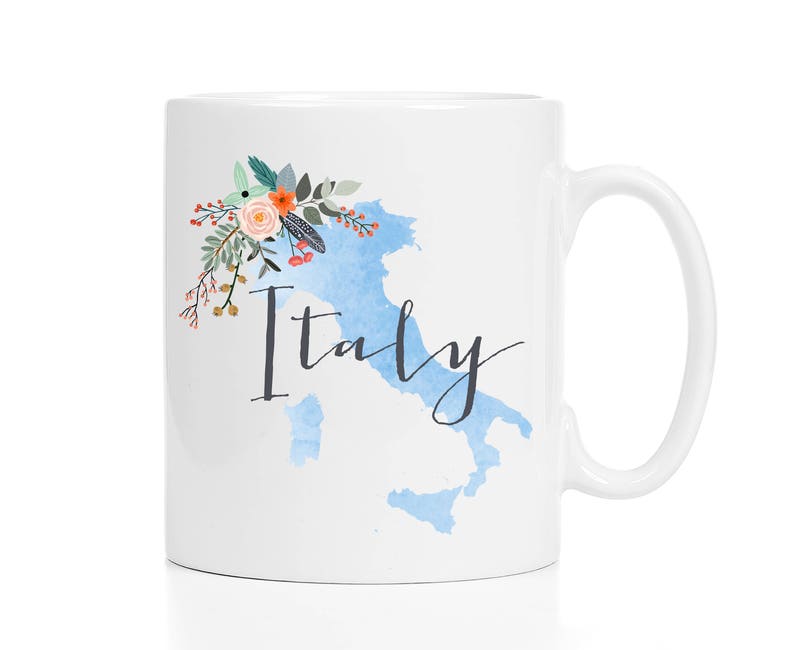 Italy Mug / Custom Name Mug / Personalized Italy Mug / Italy Map Mug / Italian Decor / 11 or 15 oz / White or Black Handle image 1