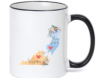 New Jersey Virginia Mug / Virginia New Jersey Mug / New Jersey to Virginia Gift / Virginia to New Jersey Gift / Summer Vacation Mug