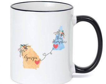 New Hampshire Georgia Mug / Georgia New Hampshire Mug / New Hampshire to Georgia Gift / Creative Hostess Gift