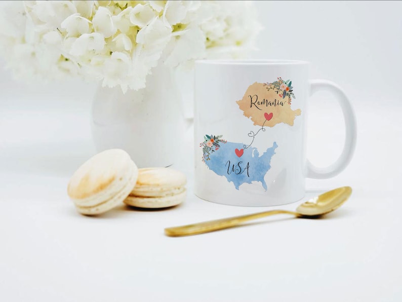 USA Romania Mug / Romania USA Mug / United States Romania Exchange Student Gifts / Romania Au Pair Gift / USA Coffee Mug / Coffee Cup image 2