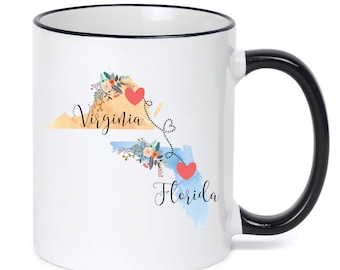 Florida Virginia Mug / Virginia Florida Mug / Virginia to Florida Gift / Florida to Virginia Gift / 11 or 15 oz