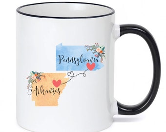 Pennsylvania Arkansas Mug / Arkansas Pennsylvania Gift / Pennsylvania to Arkansas Coffee Mug / Arkansas to Pennsylvania Cup 11 or 15 oz