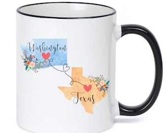 Texas Washington Mug / Washington Texas Mug / Texas to Washington Gift / Washington to Texas Gift / Moving Gift for Siblings